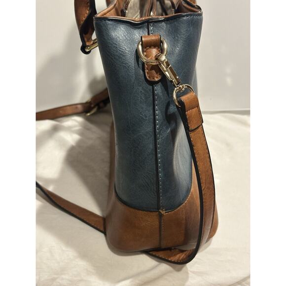 Simply Noelle Women's Shoulder Bag Purse Teal/Brown Handbag Zippers Storage - Picture 8 of 13